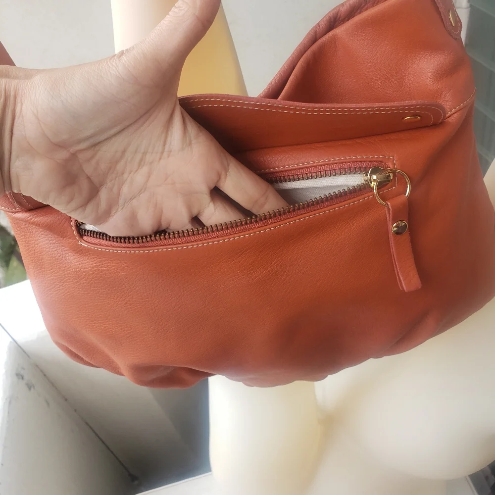 Pietro Alessandro New York Orange leather Hobo Bag